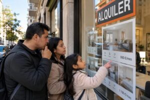Familia busca vivienda de alquiler en España